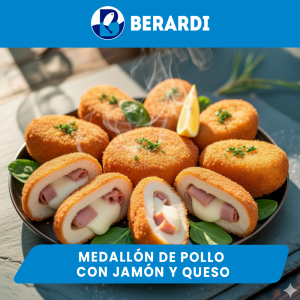 Medallón de pollo con jamón y queso x 8 unidades – sabor clásico que nunca falla
